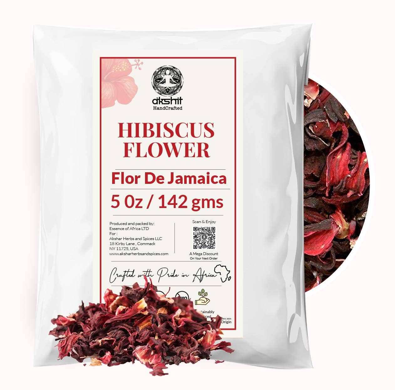Dried Hibiscus Flower Petals , 100% Natural. 5 oz.