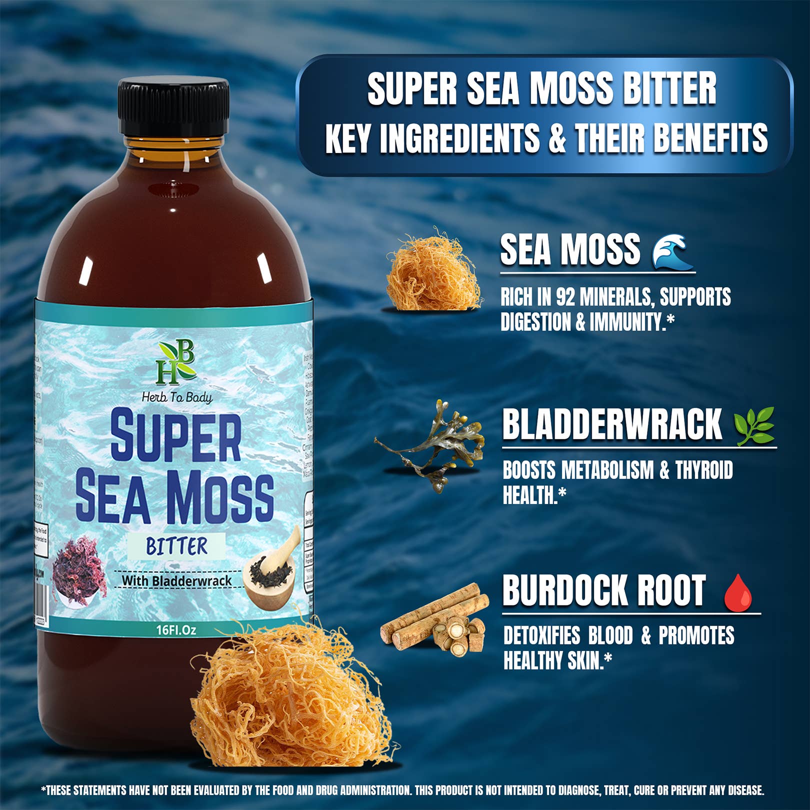 Super Sea Moss Bitter - 16oz | Eco-Conscious Herbal Tonic