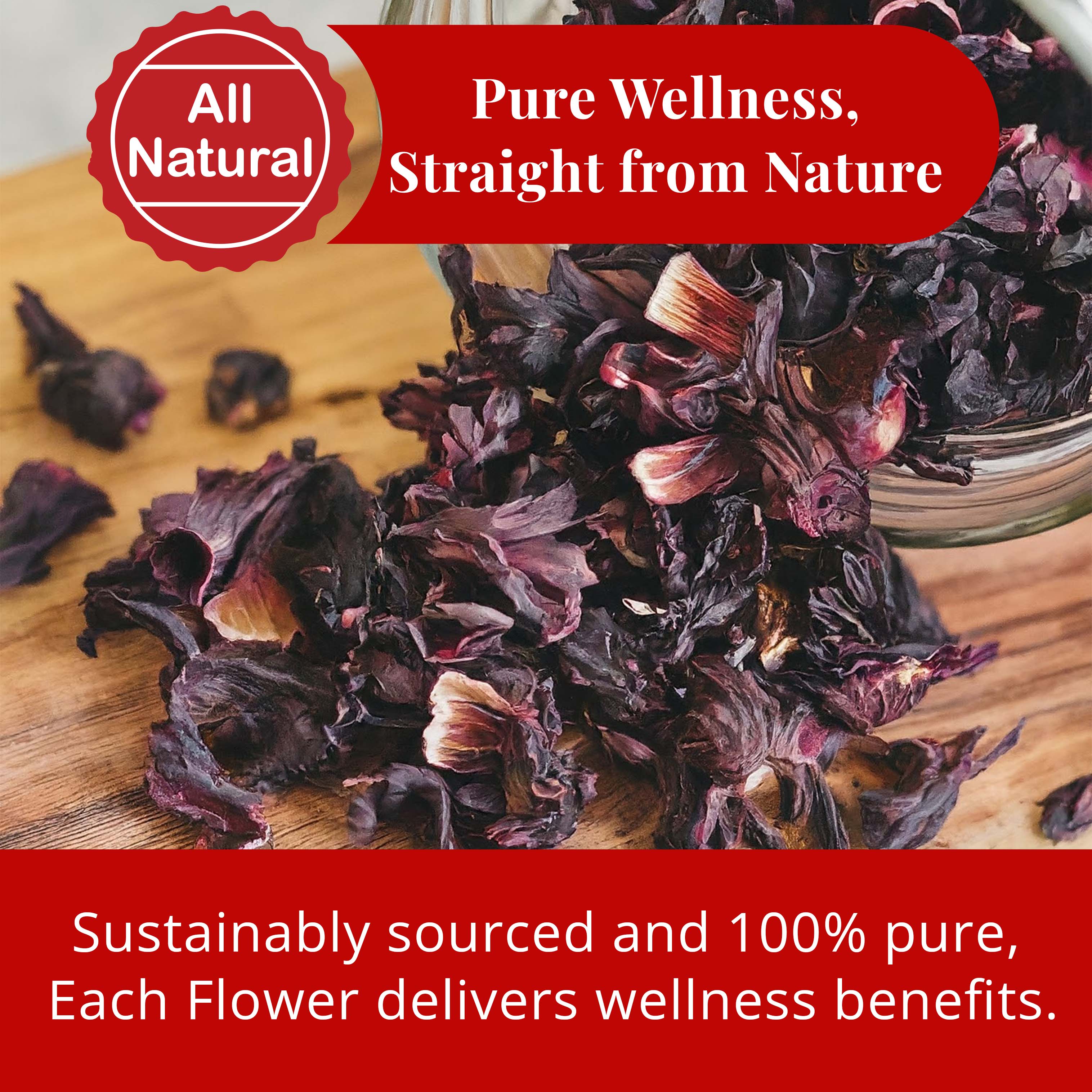 Dried Hibiscus Flower Petals , 100% Natural. 5 oz.